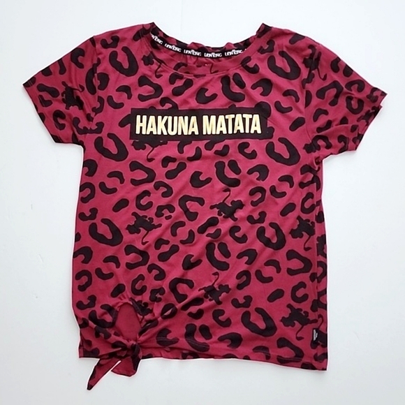 Disney The Lion King Women's Hakuna Matata T-shirt Front Knot Animal Print Sz XS - Picture 3 of 10